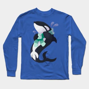 Orca with a Scarf Pixel Long Sleeve T-Shirt